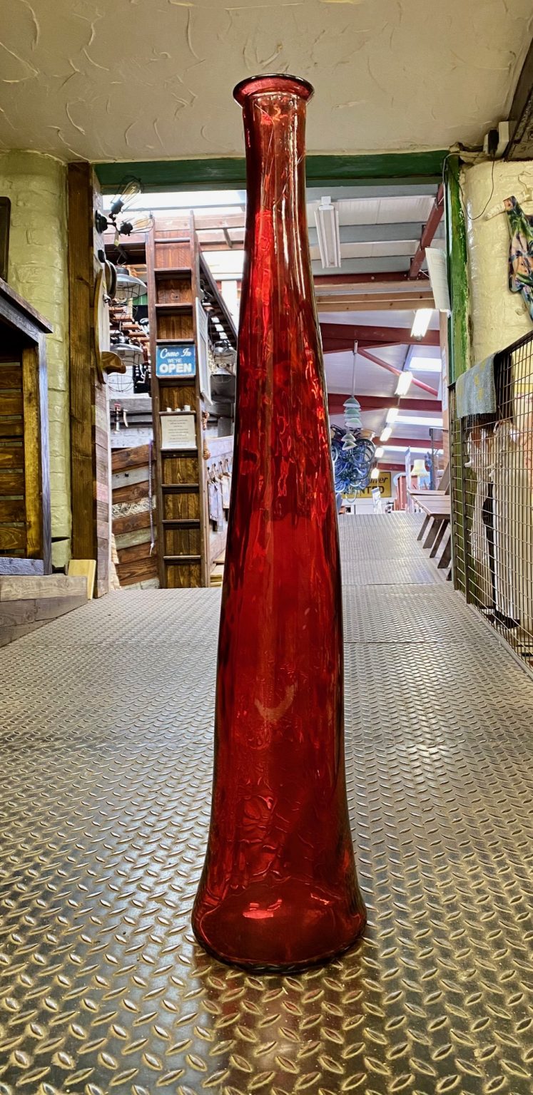 RED GLASS FLOOR VASE Second Chance